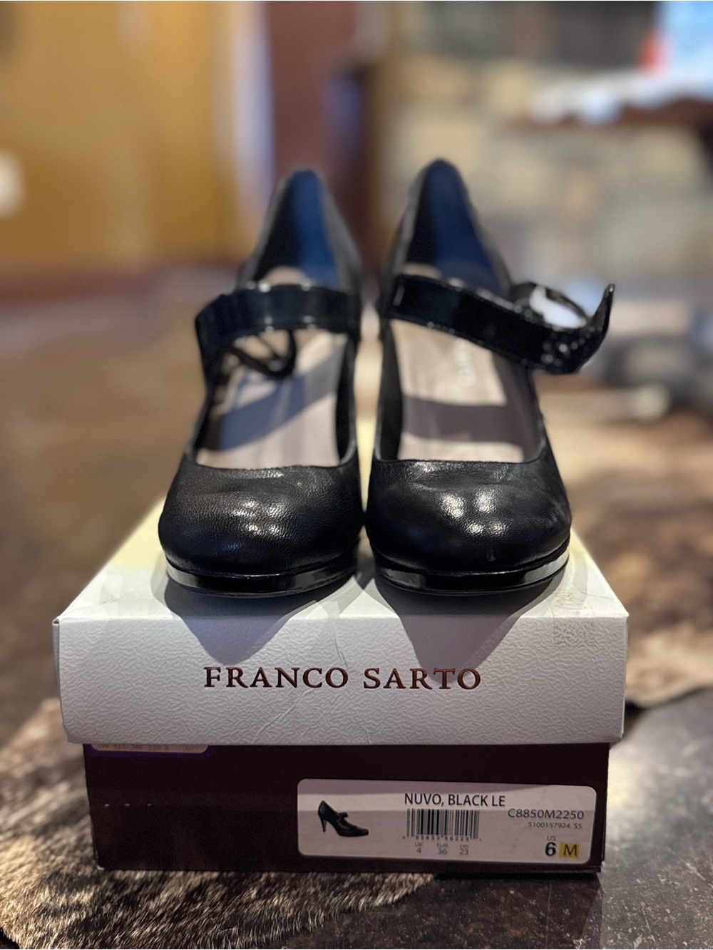 Franco Sarto Black Mary Jane Heels with Strap